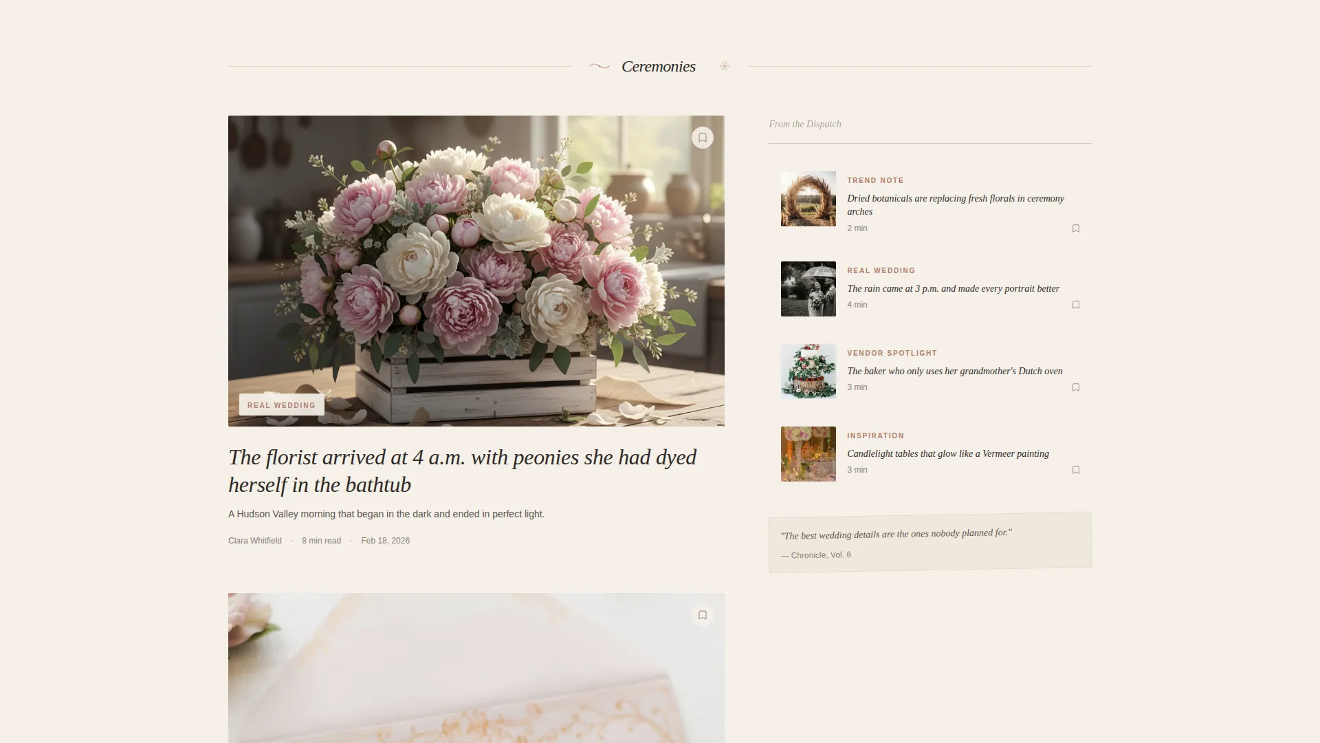 Elegant Wedding Editorial Landing Page Template