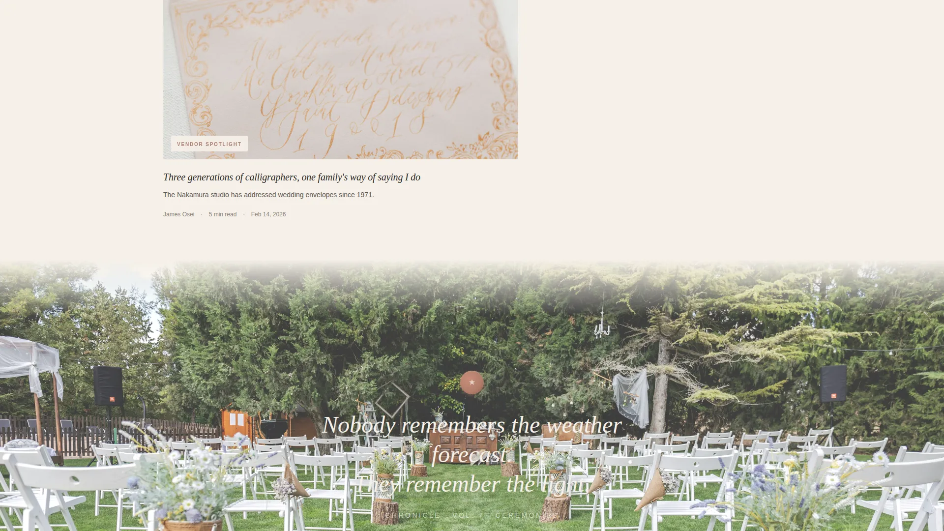 Elegant Wedding Editorial Landing Page Template