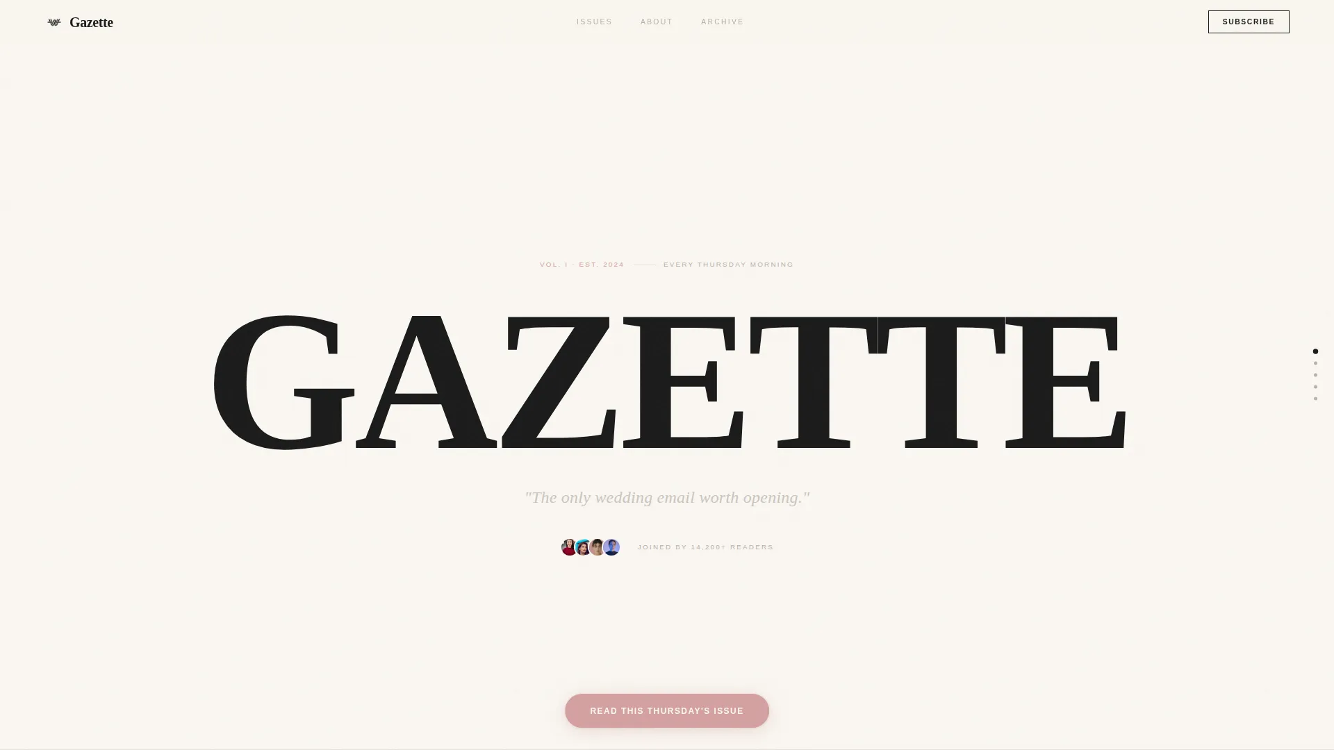 Editorial Wedding Newsletter Landing Page Template