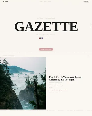 Editorial Wedding Newsletter Landing Page Template