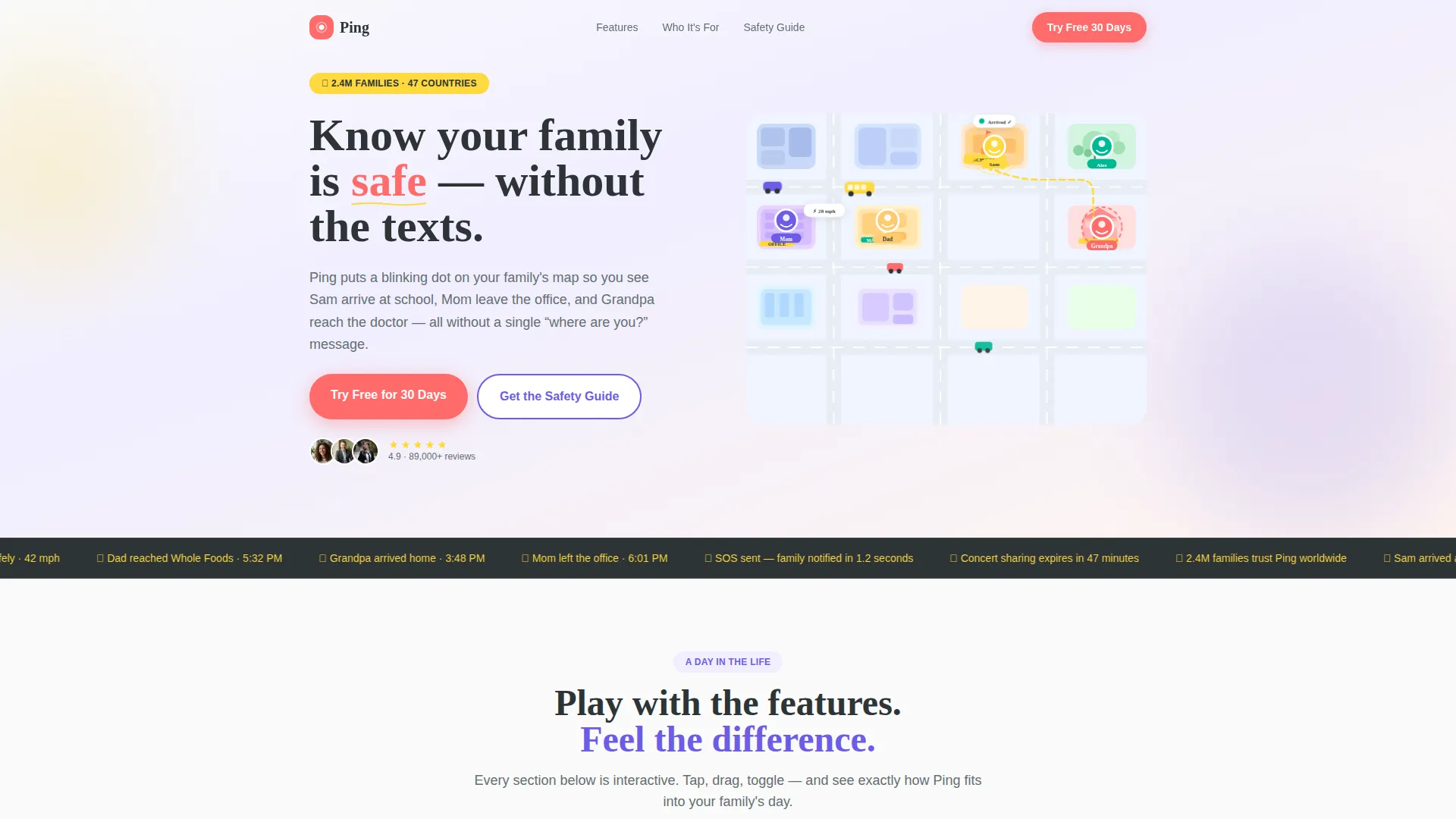 Playful Family Location Tracking App Landing Page
