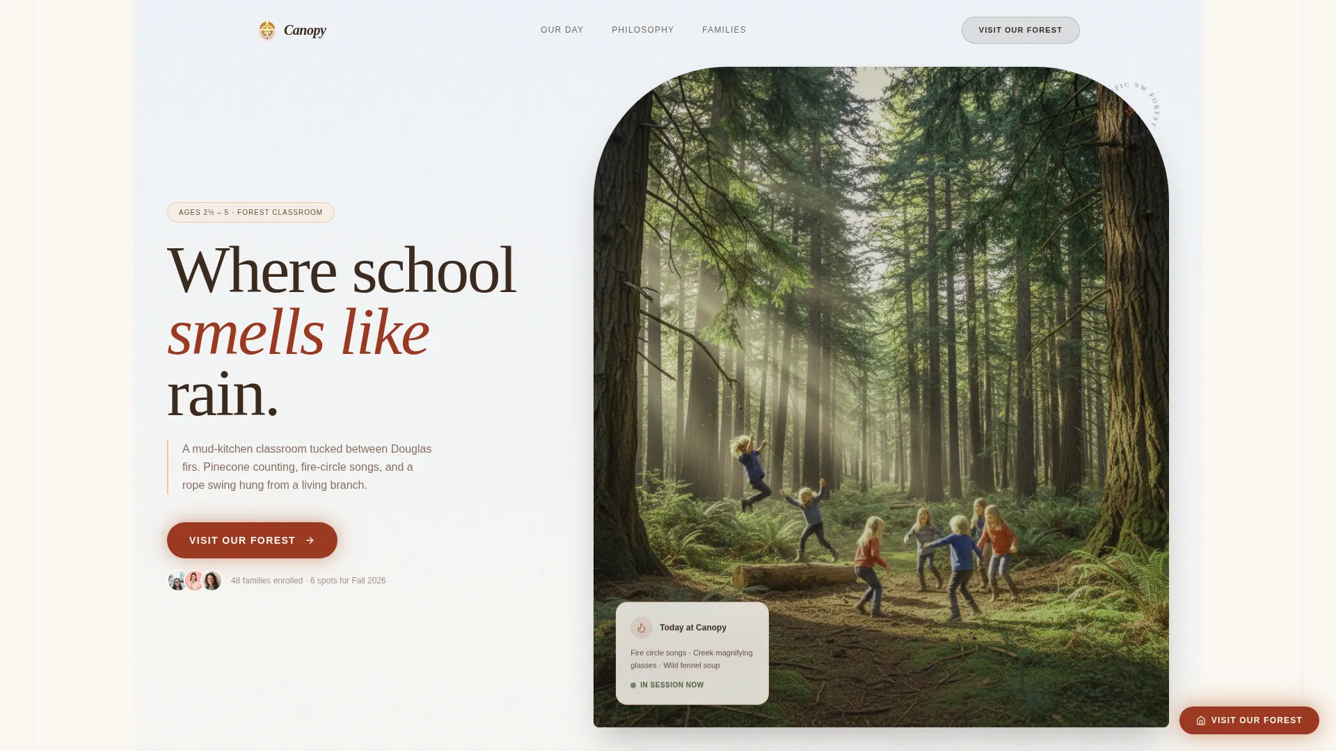 Forest Preschool Landing Page Template