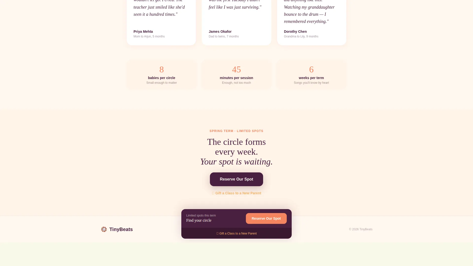 Infant Music Landing Page Template for Baby Classes
