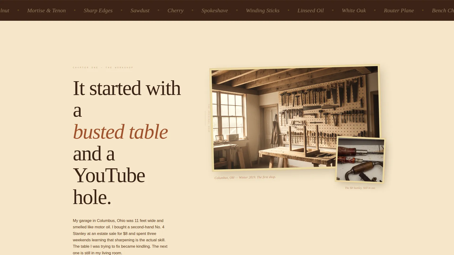 Rustic Woodworking Blog Landing Page Template