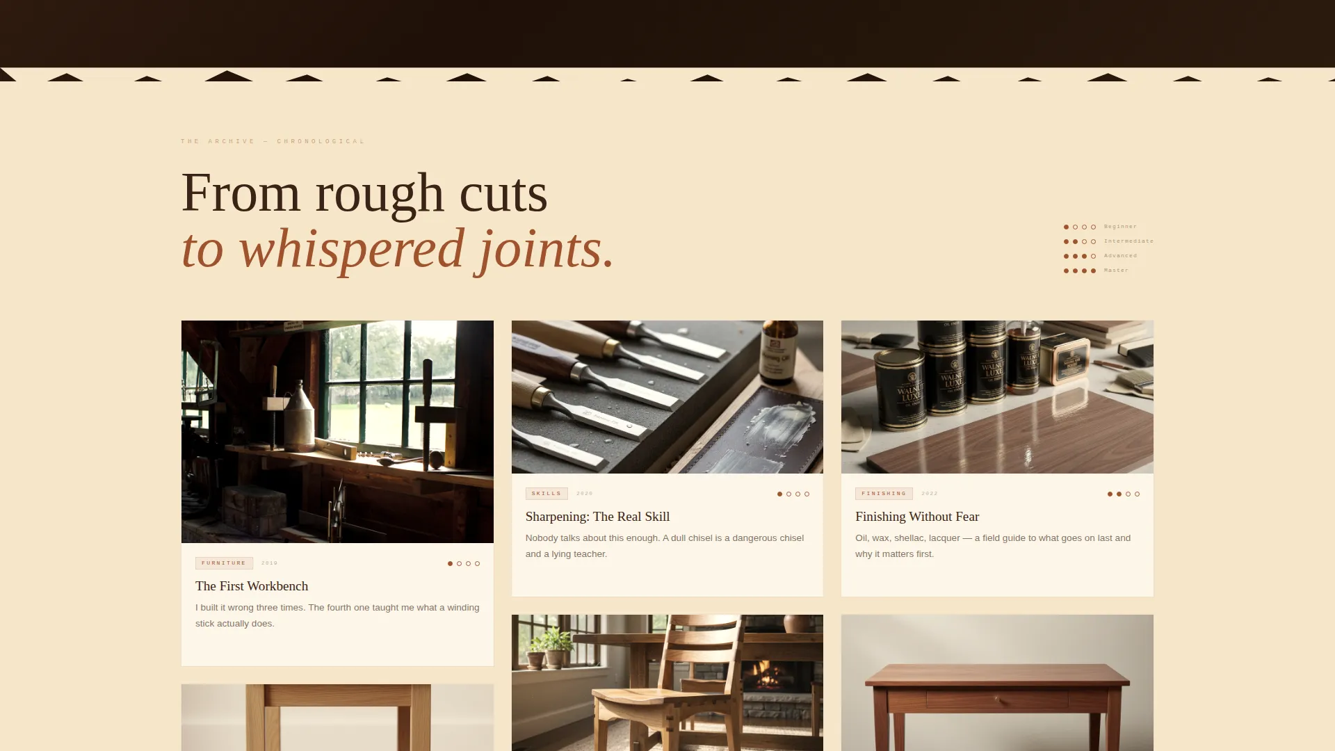Rustic Woodworking Blog Landing Page Template