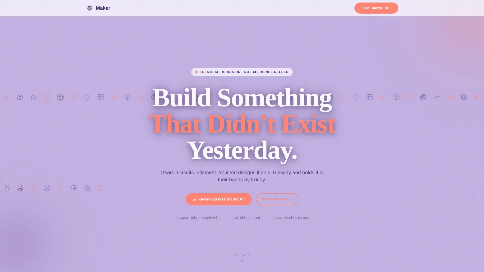 Kids 3D Printing & STEM Academy Landing Page Template
