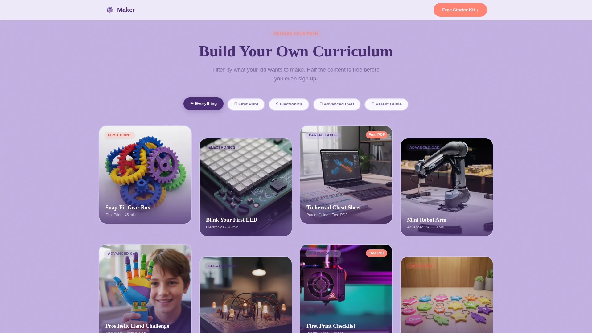 Kids 3D Printing & STEM Academy Landing Page Template