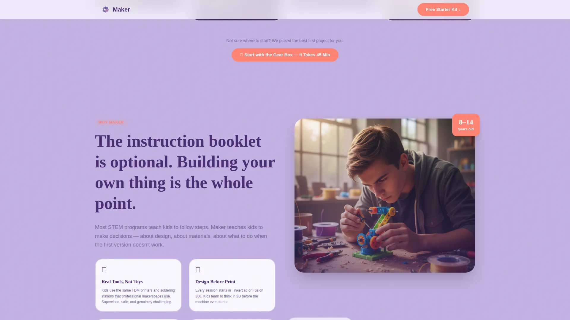 Kids 3D Printing & STEM Academy Landing Page Template