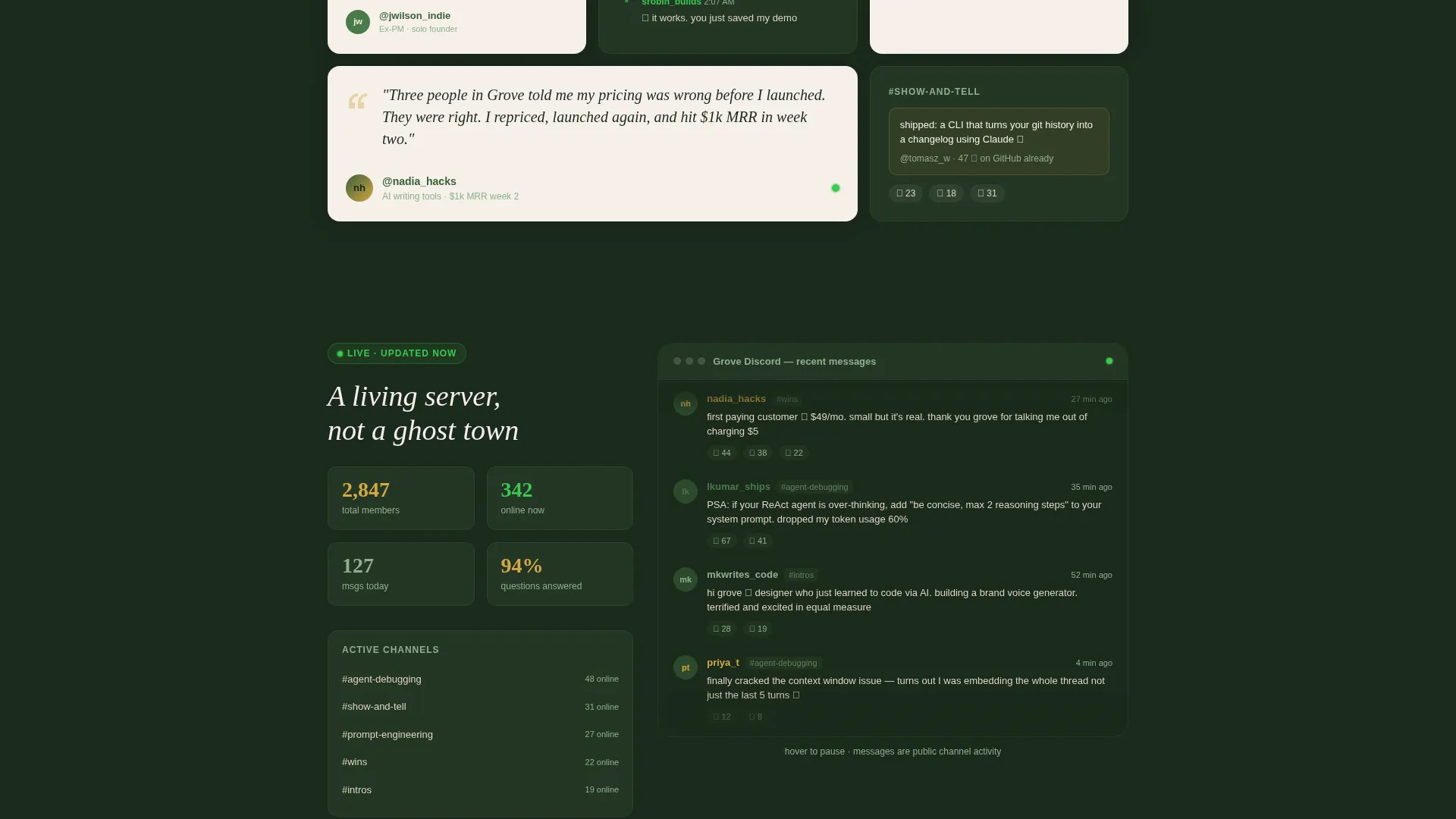 AI Builders Discord Community Landing Page Template