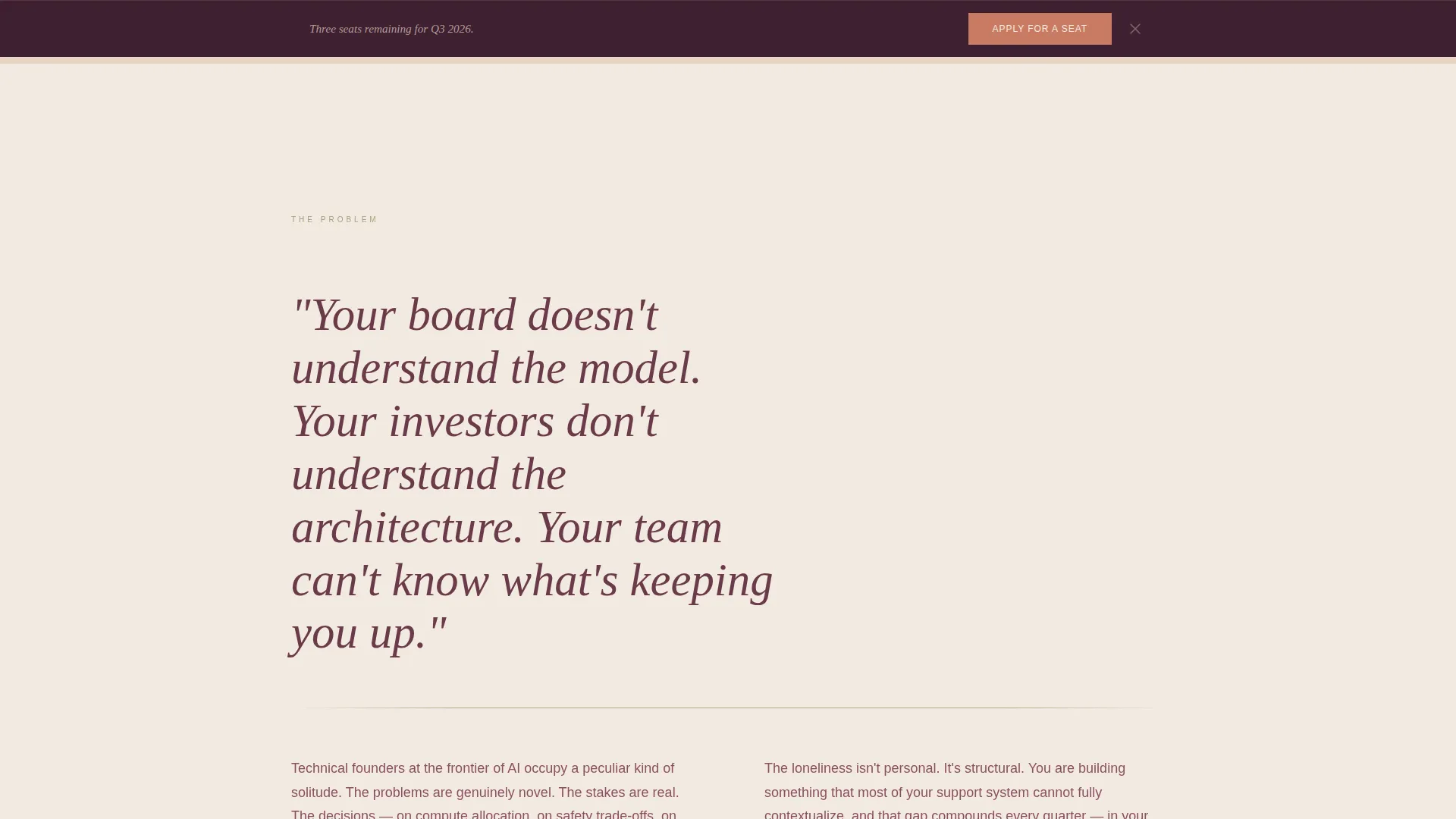 AI Founders Peer Advisory Board Landing Page