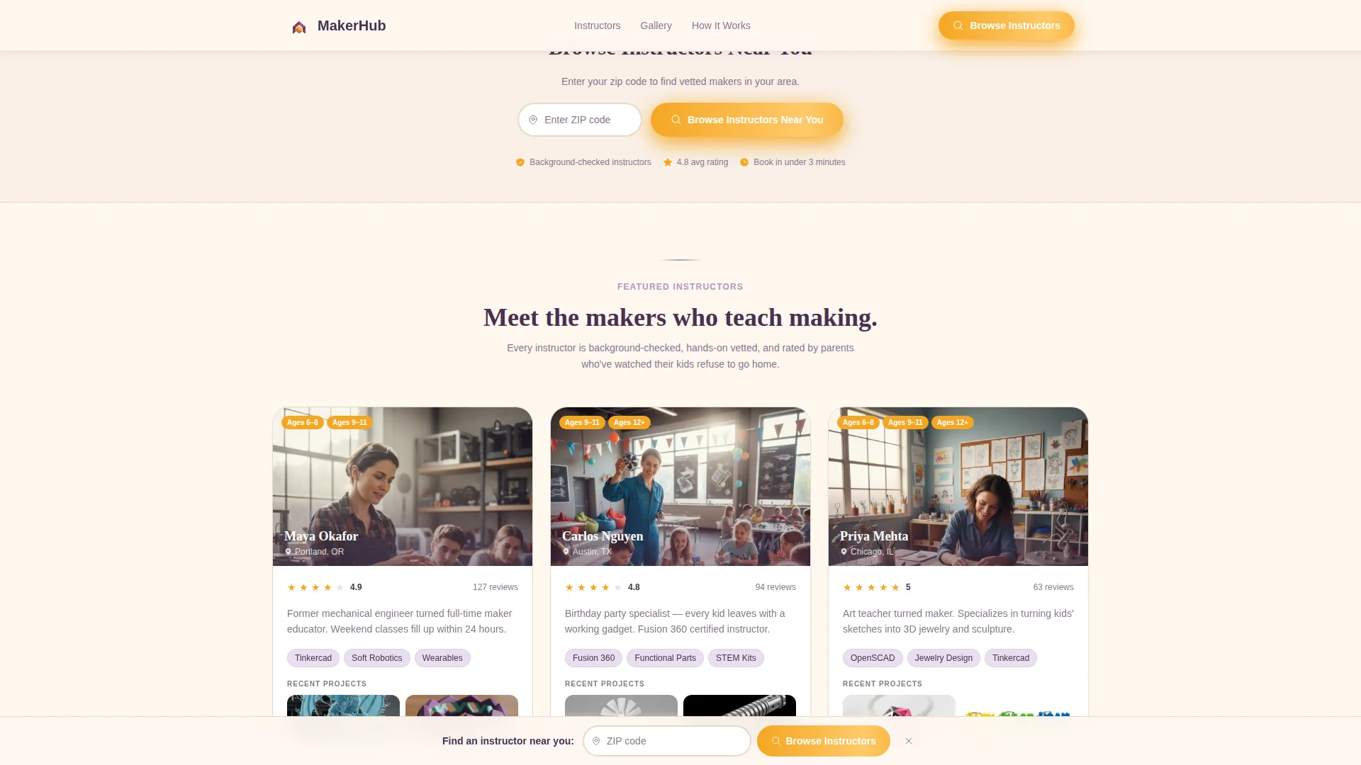 3D Printing Instructor Directory Landing Page Template