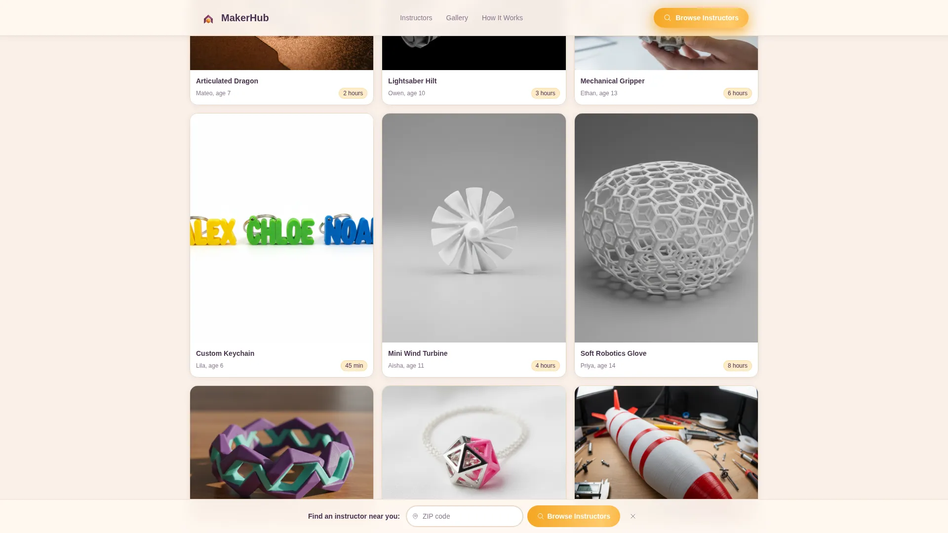 3D Printing Instructor Directory Landing Page Template