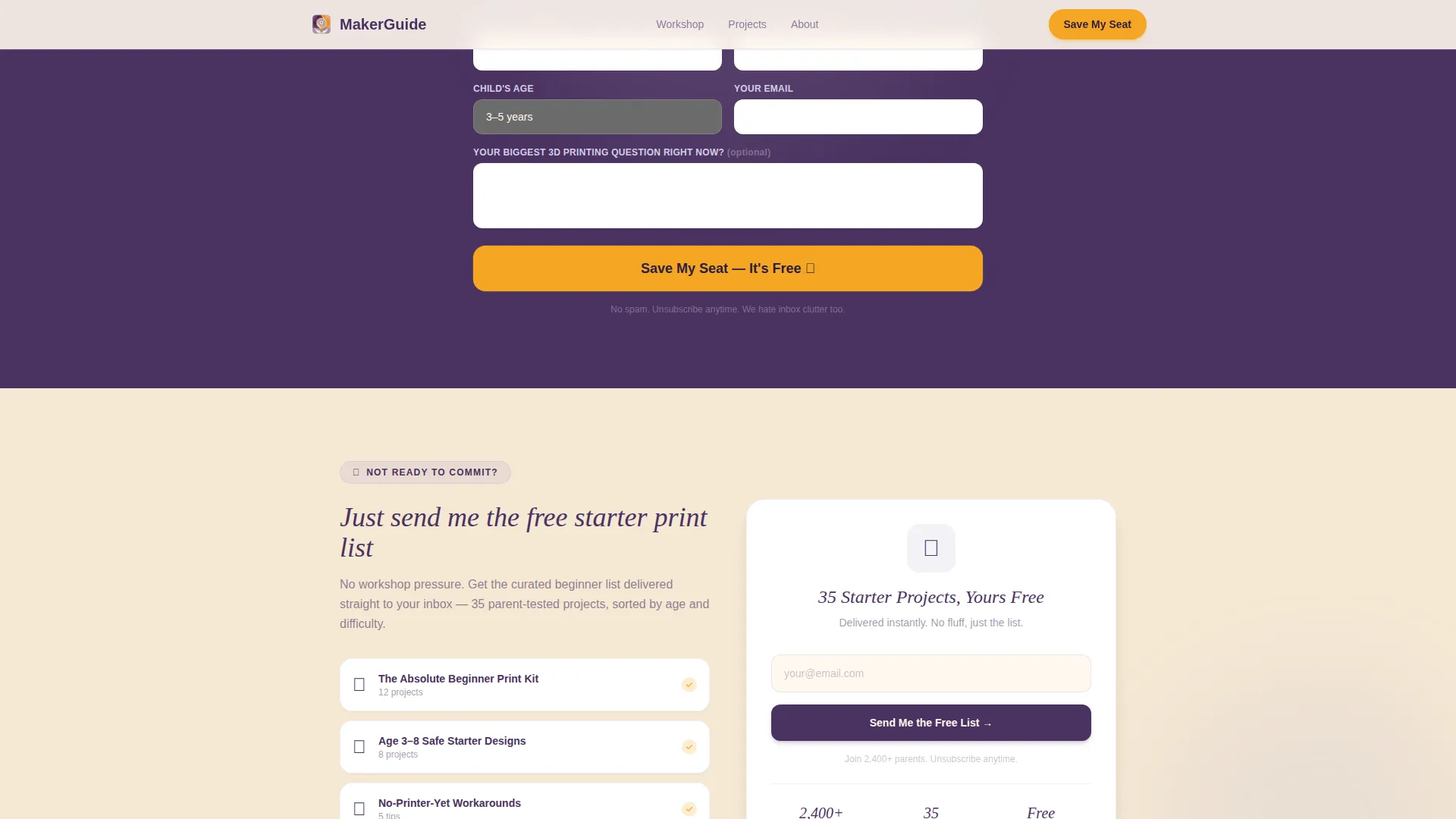 Kids 3D Printing Landing Page Template for Parents