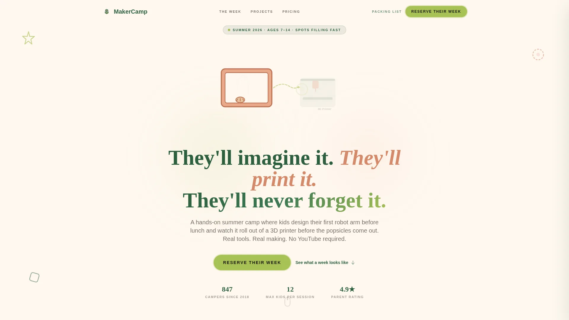 Kids 3D Printing & Maker Booking Website Template