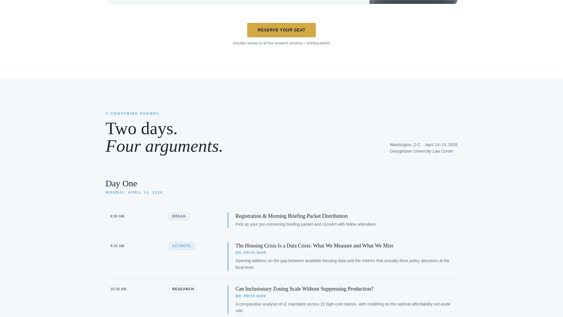 Affordable Housing Policy Event Landing Page Template