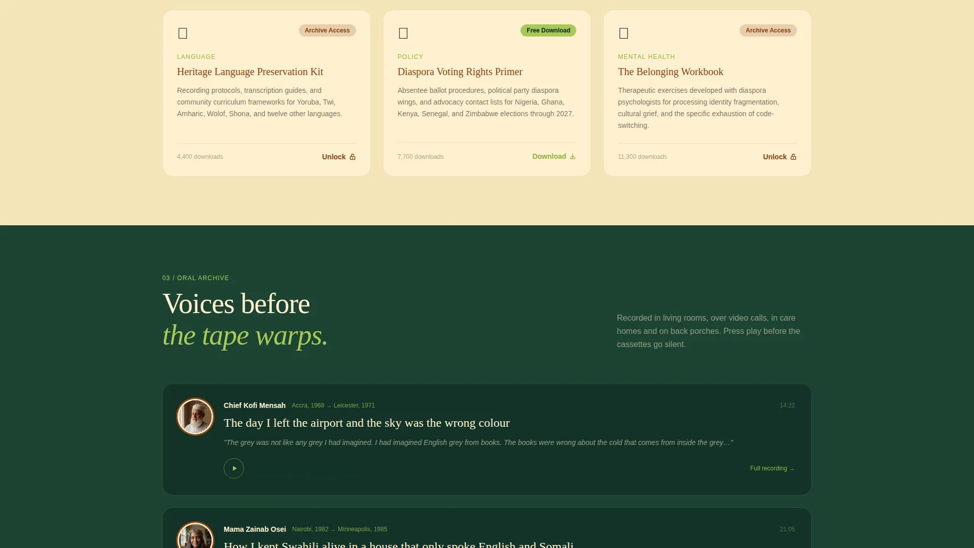 African Diaspora Community Landing Page Template