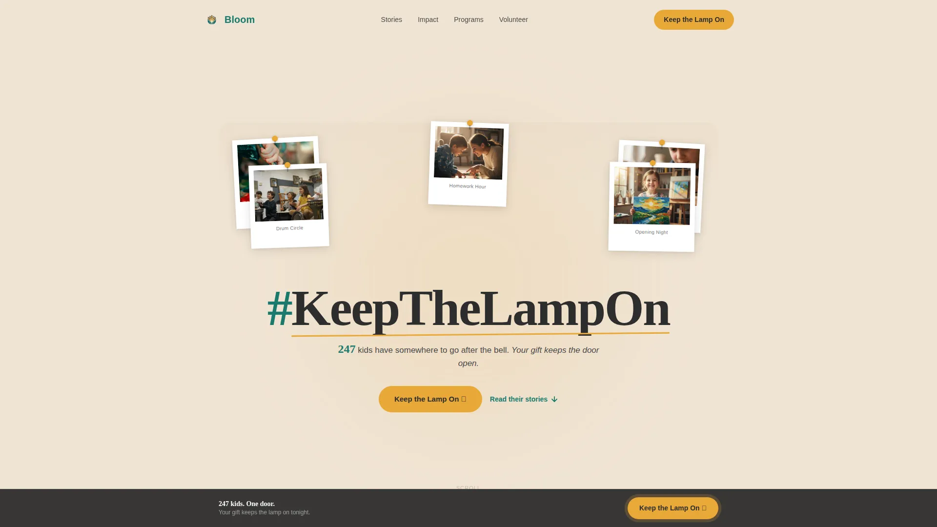 Heartfelt After-School Program Donation Landing Page