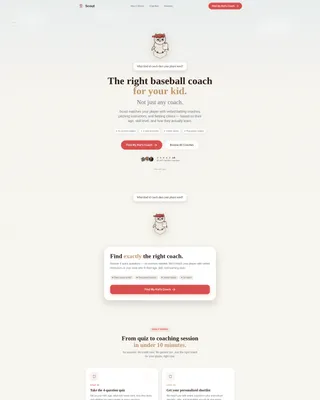 Kids Baseball Instructor Directory Landing Page