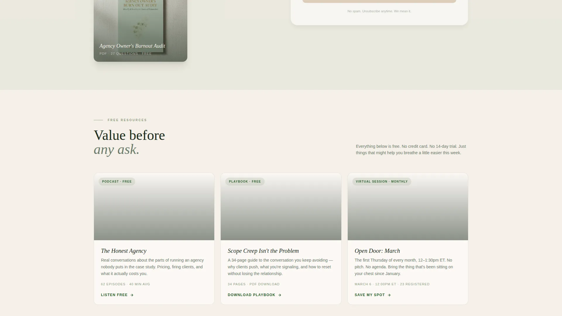 Agency Owners Co-Working Community Landing Page