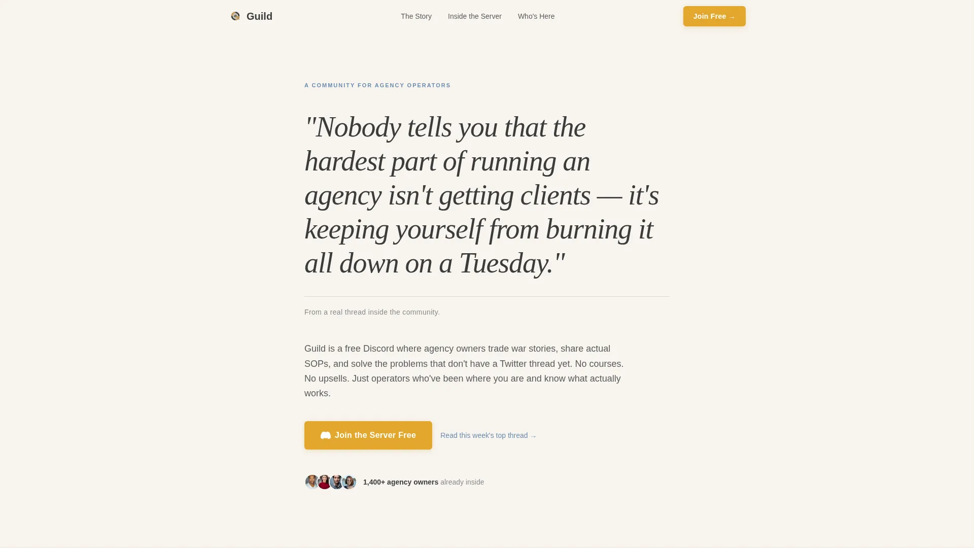 Agency Owners Free Discord Community Landing Page