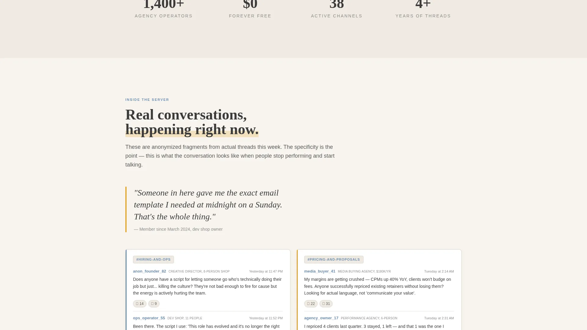 Agency Owners Free Discord Community Landing Page