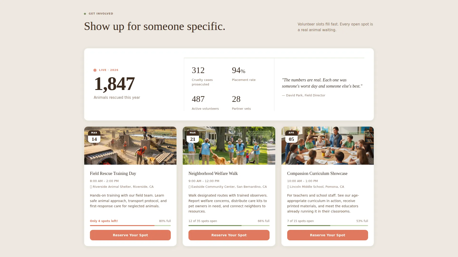 Animal Cruelty Prevention Nonprofit Landing Page