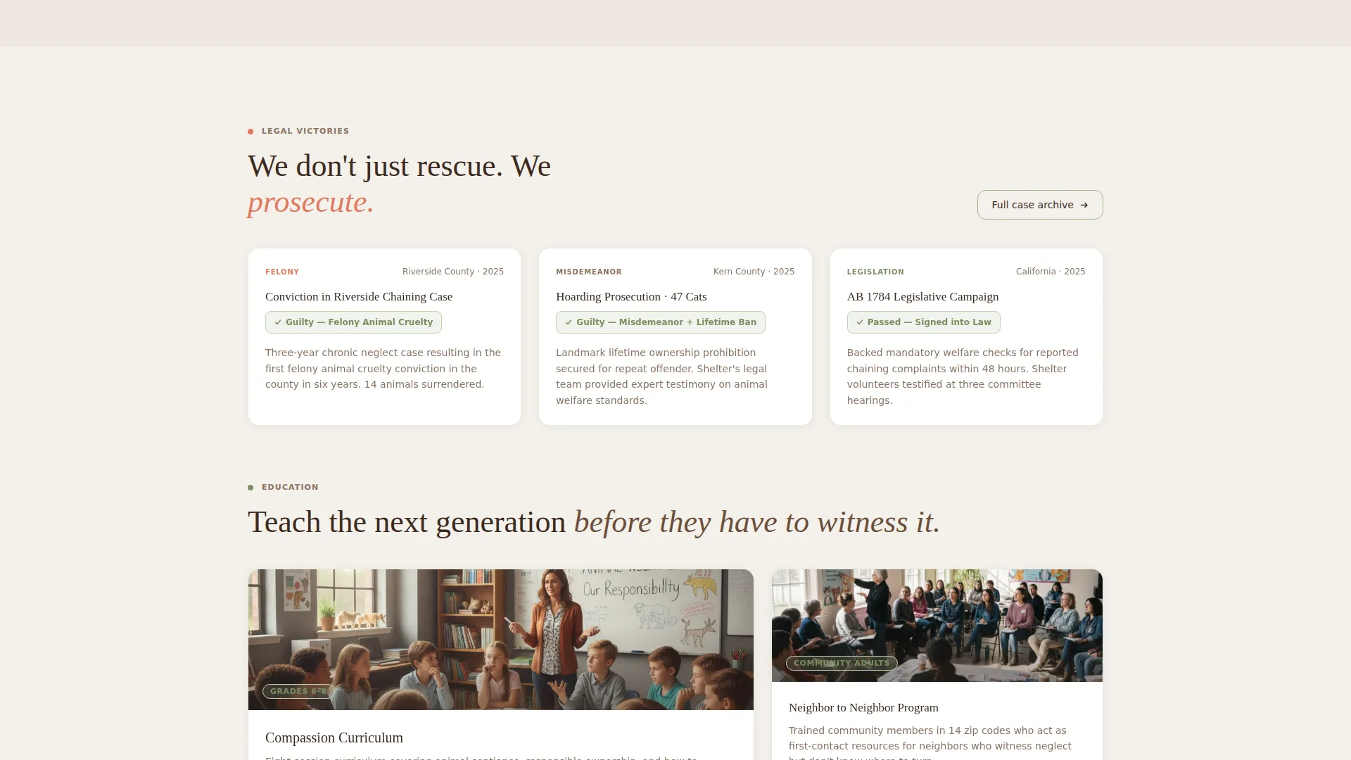 Animal Cruelty Prevention Nonprofit Landing Page