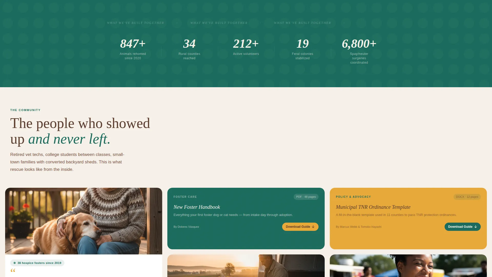Animal Rights Community Foundation Landing Page