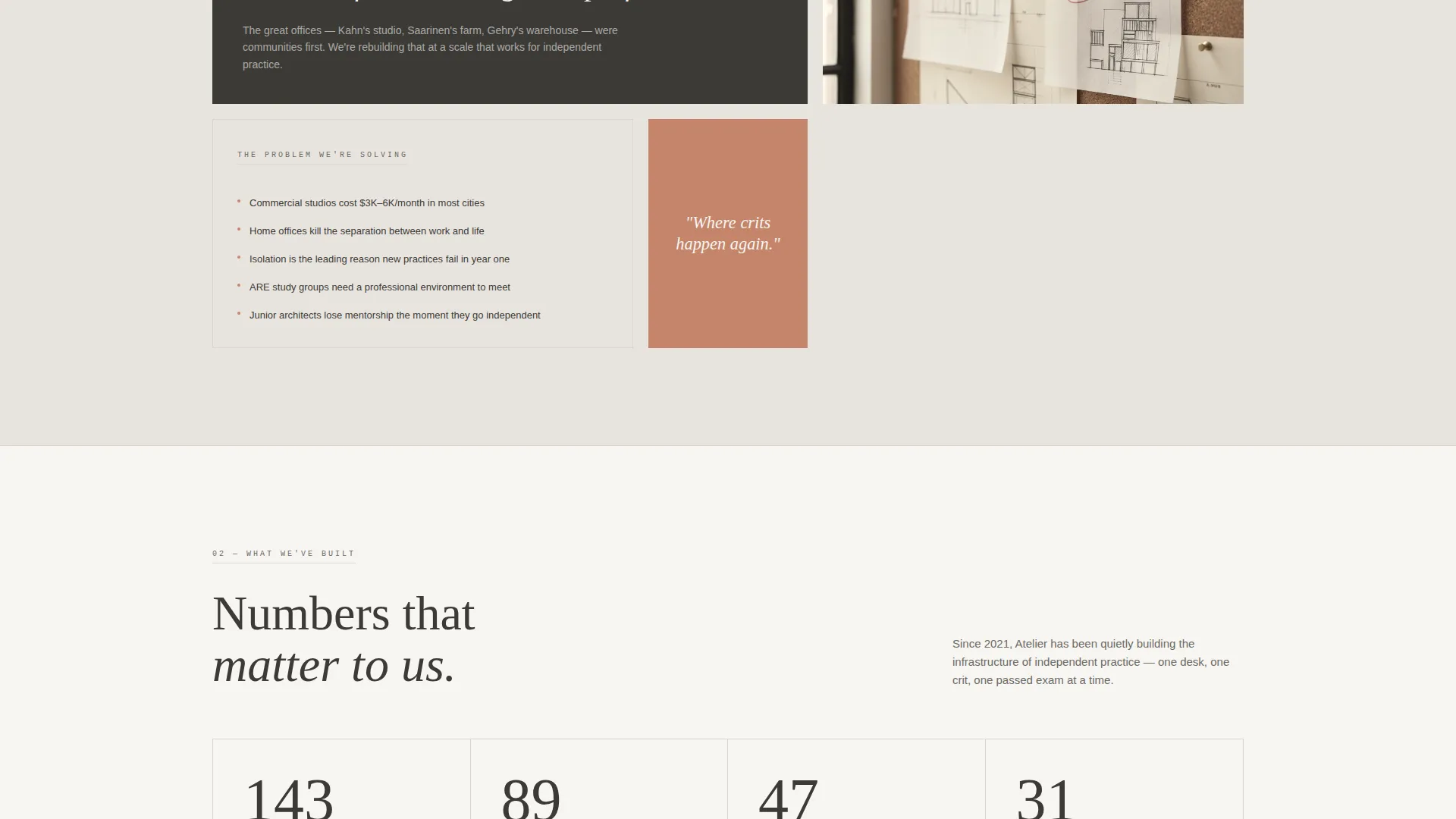 Architects Co-Working Community Landing Page