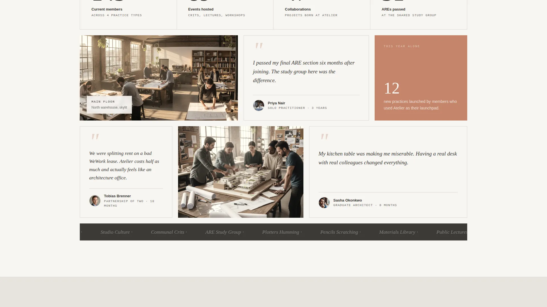 Architects Co-Working Community Landing Page