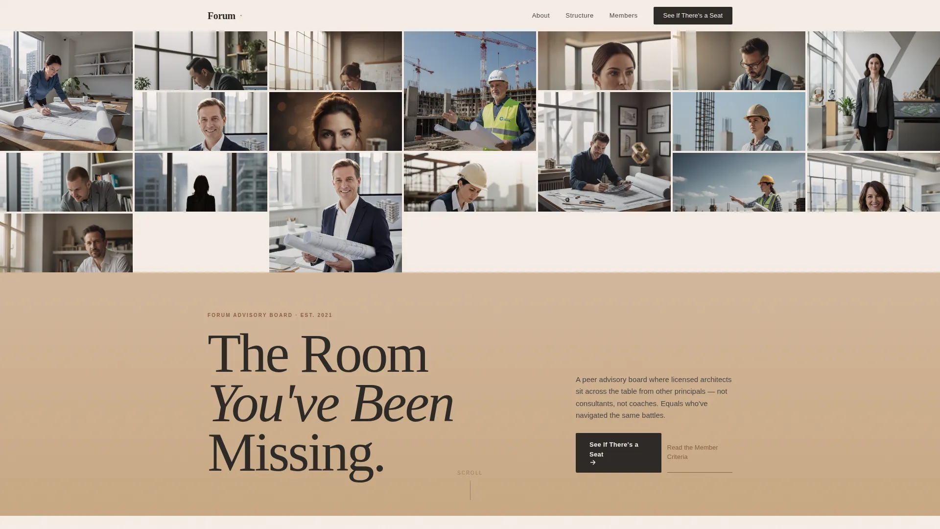 Architects Peer Advisory Board Landing Page Template