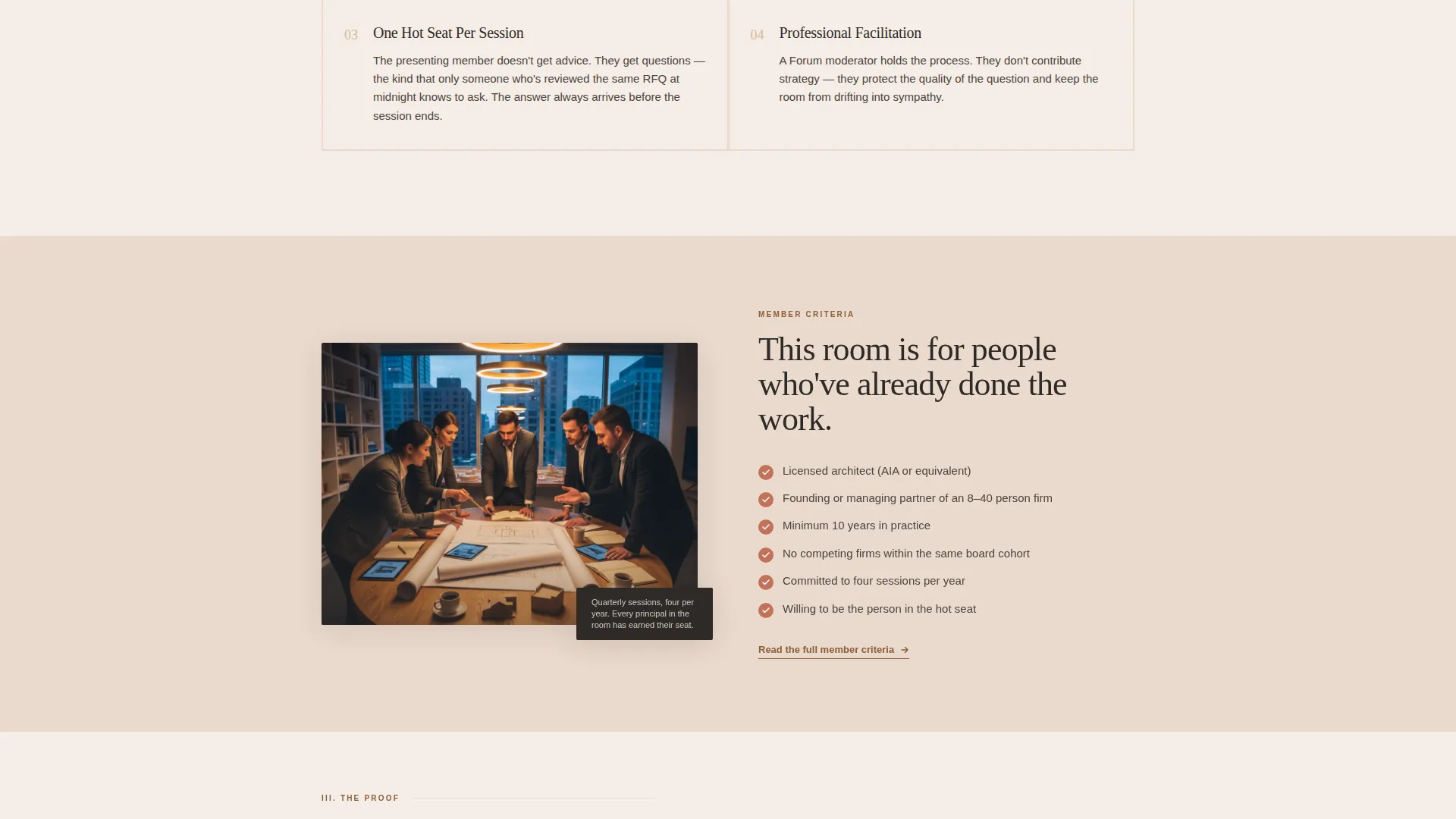 Architects Peer Advisory Board Landing Page Template