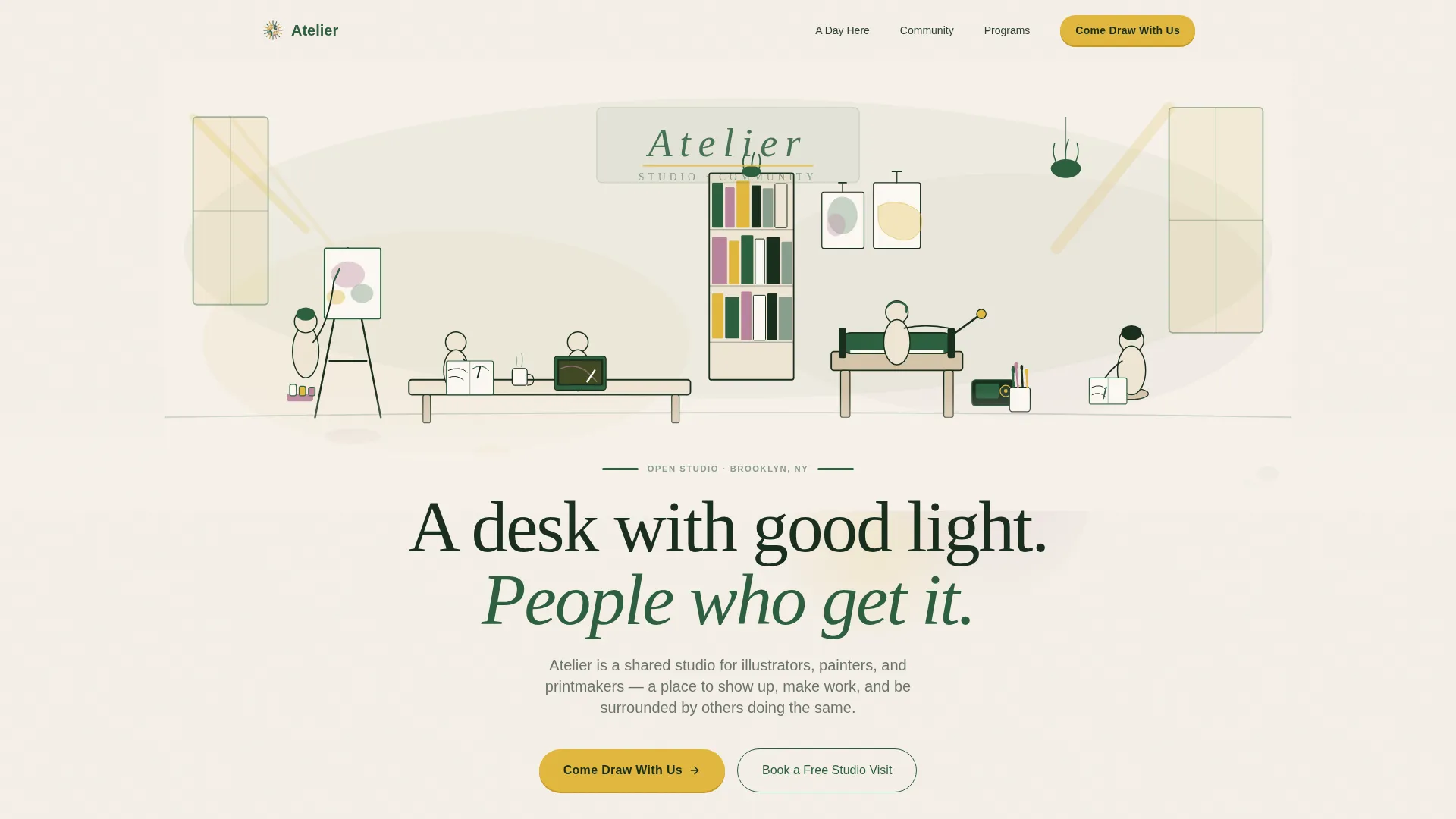 Artists & Illustrators Co-Working Landing Page