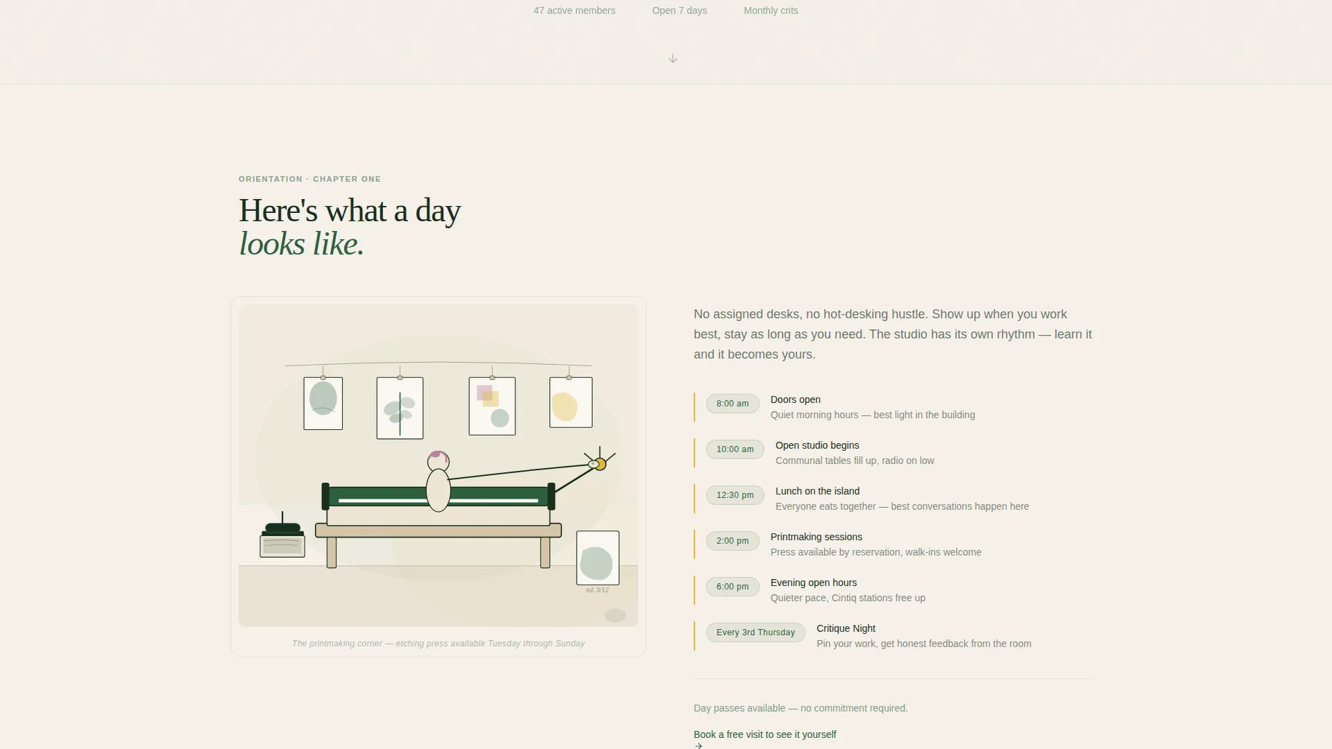 Artists & Illustrators Co-Working Landing Page