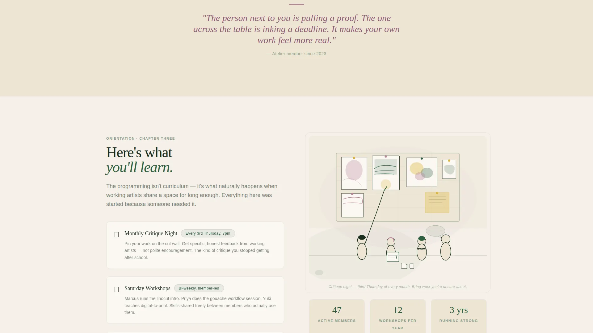 Artists & Illustrators Co-Working Landing Page