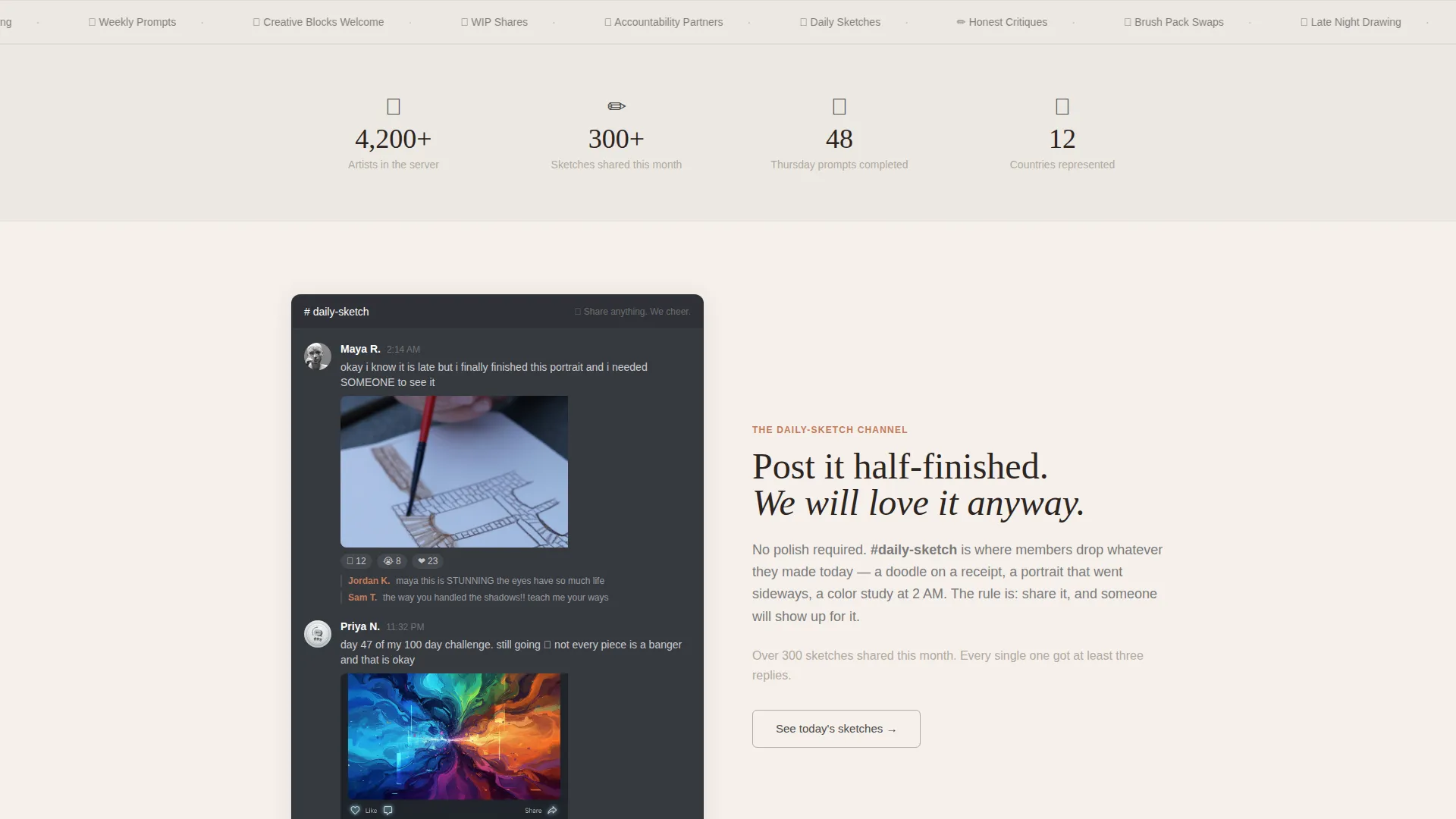 Artists & Illustrators Discord Community Landing Page