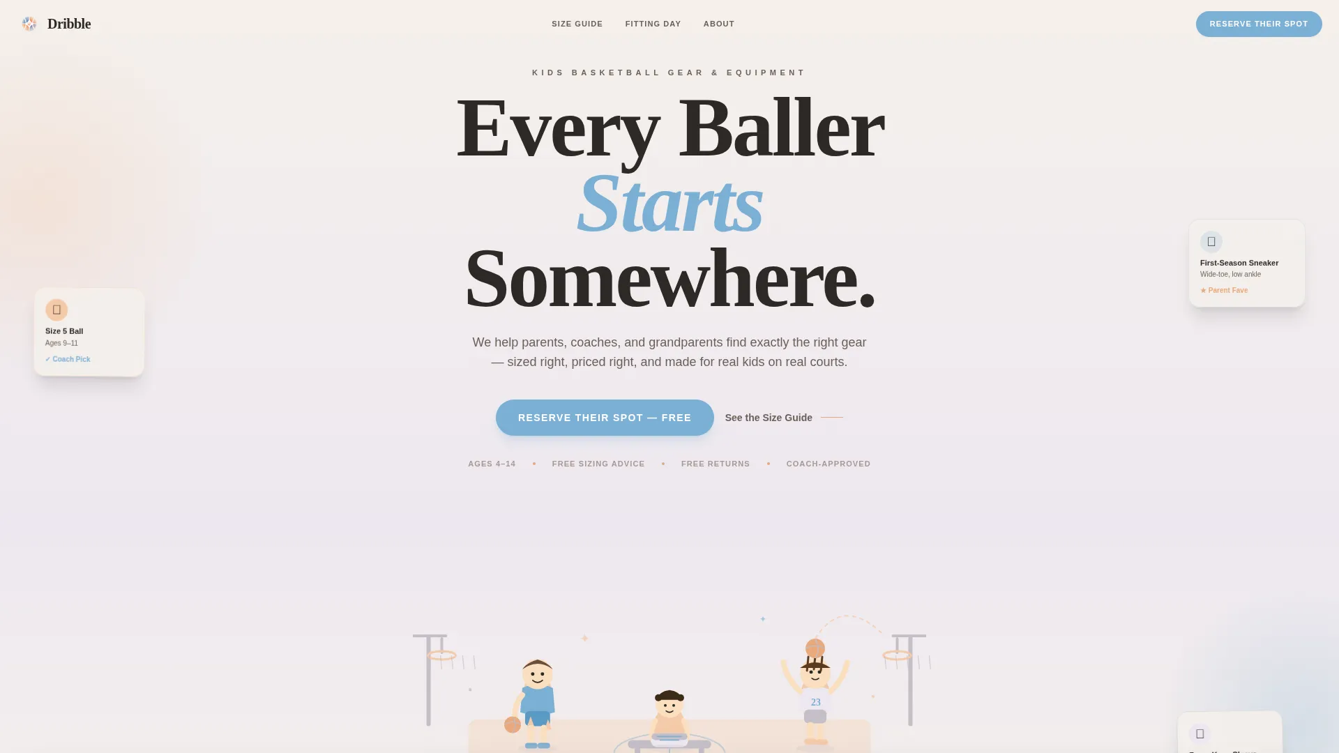 Kids Basketball Gear Landing Page Template