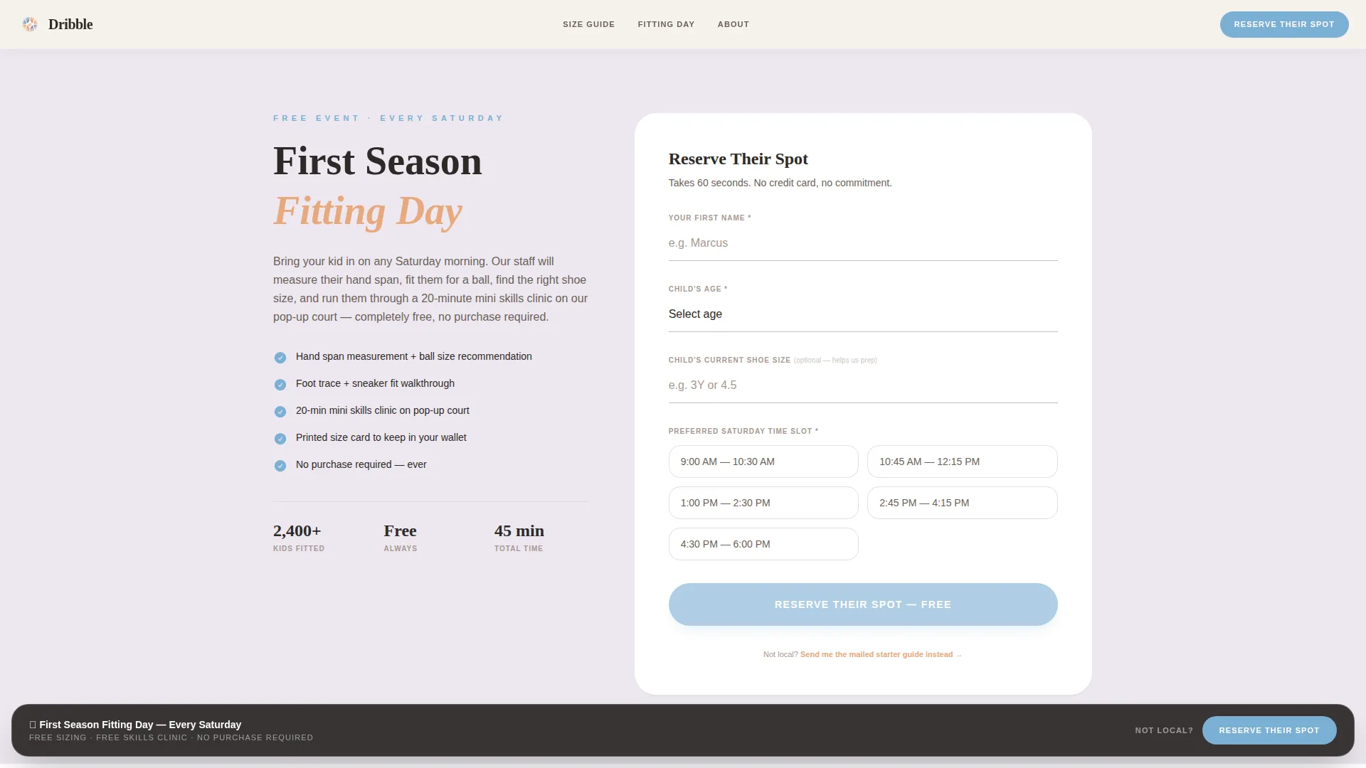 Kids Basketball Gear Landing Page Template