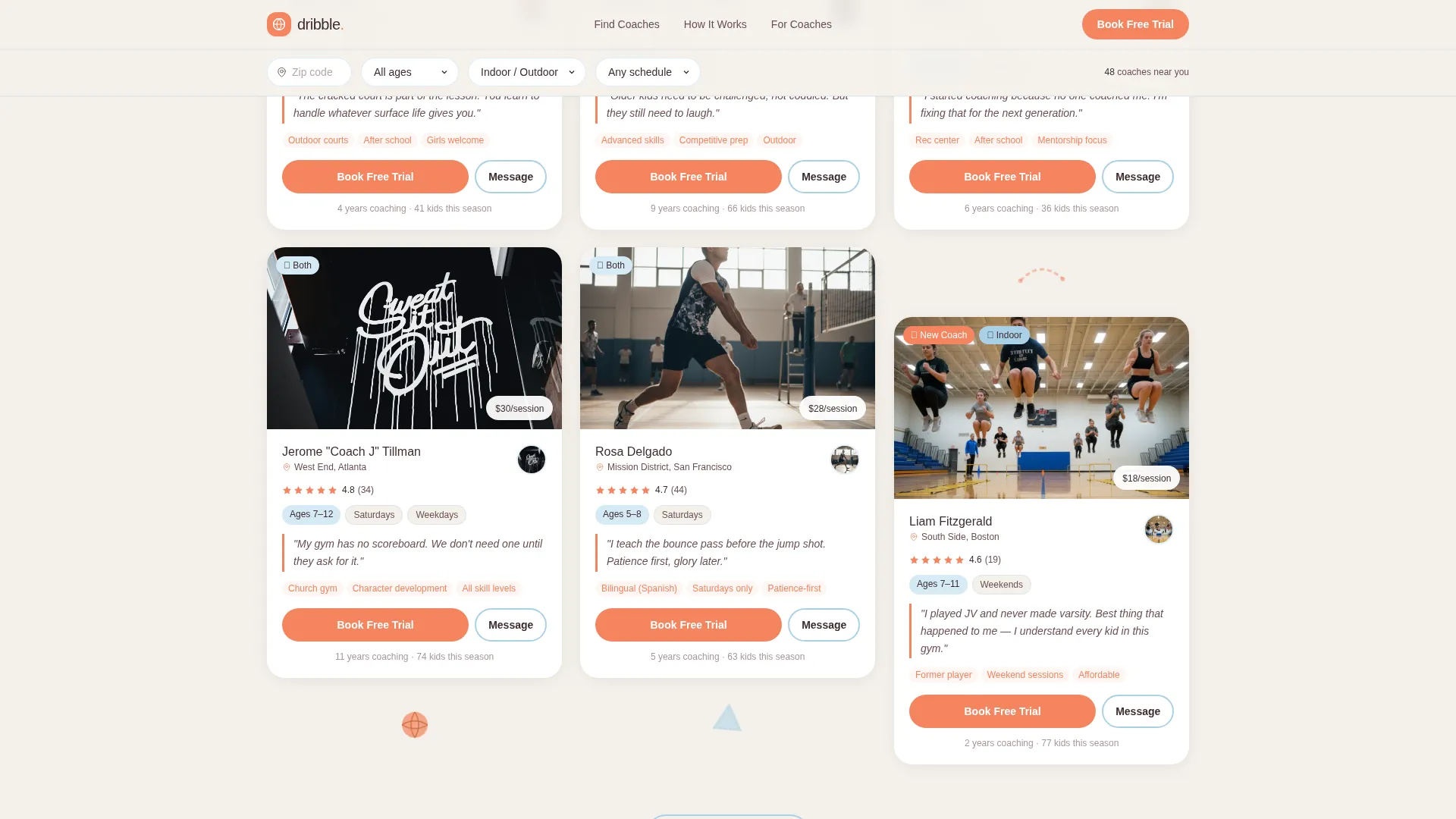 Kids Basketball Specialist Booking Website Template