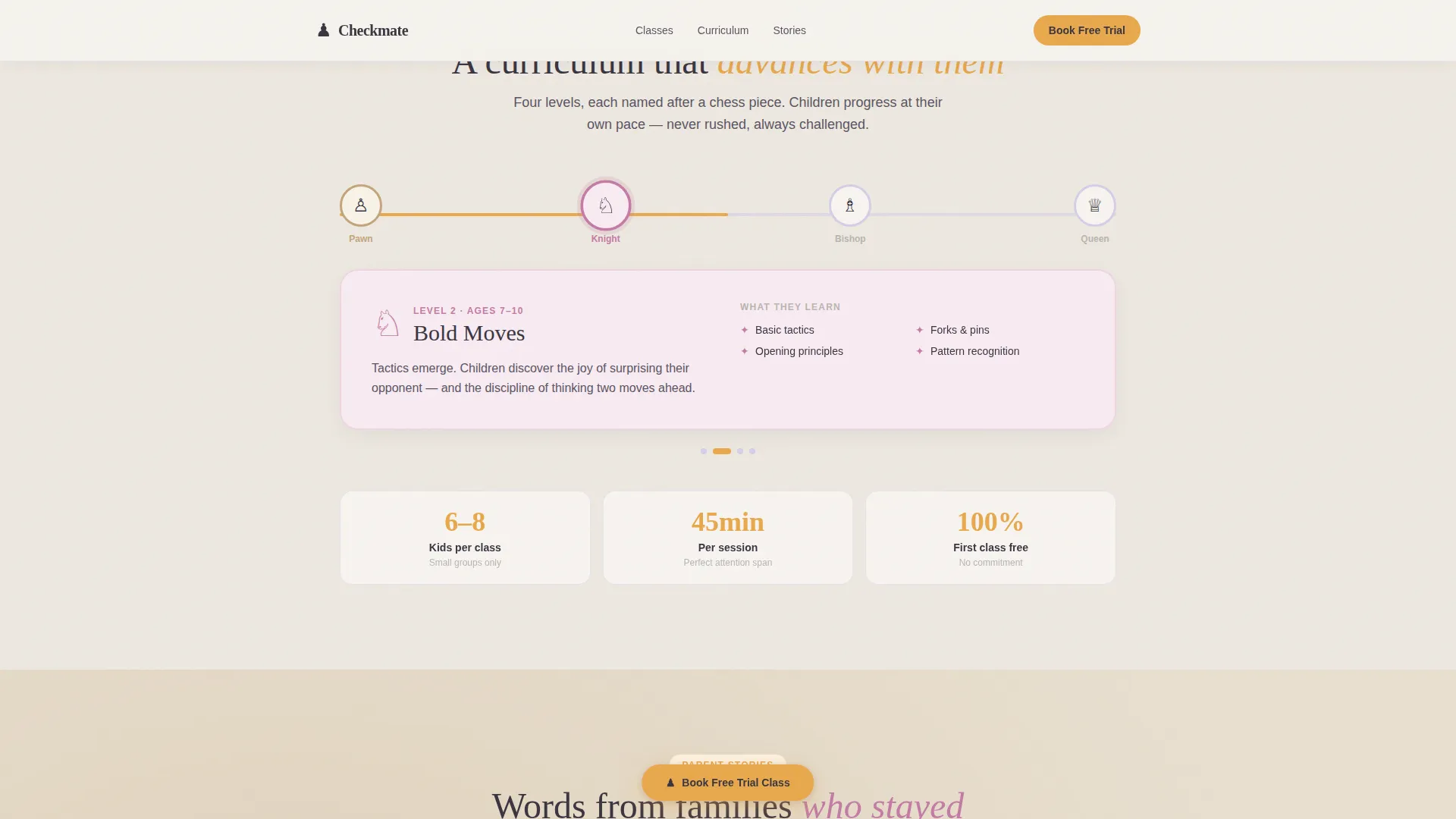 Kids Chess Booking Website Template