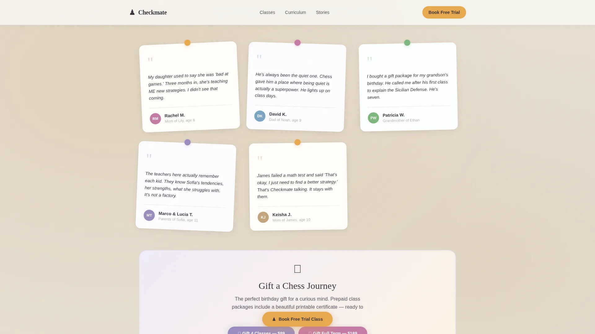 Kids Chess Booking Website Template