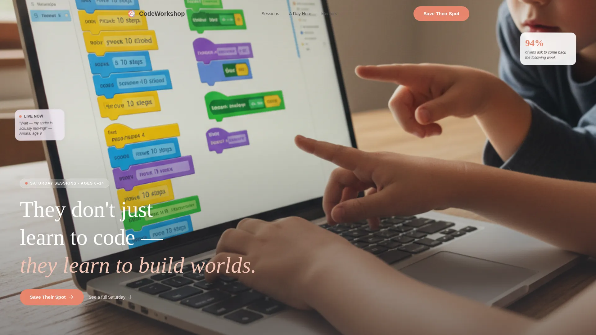 Kids Coding Academy Event Registration Landing Page