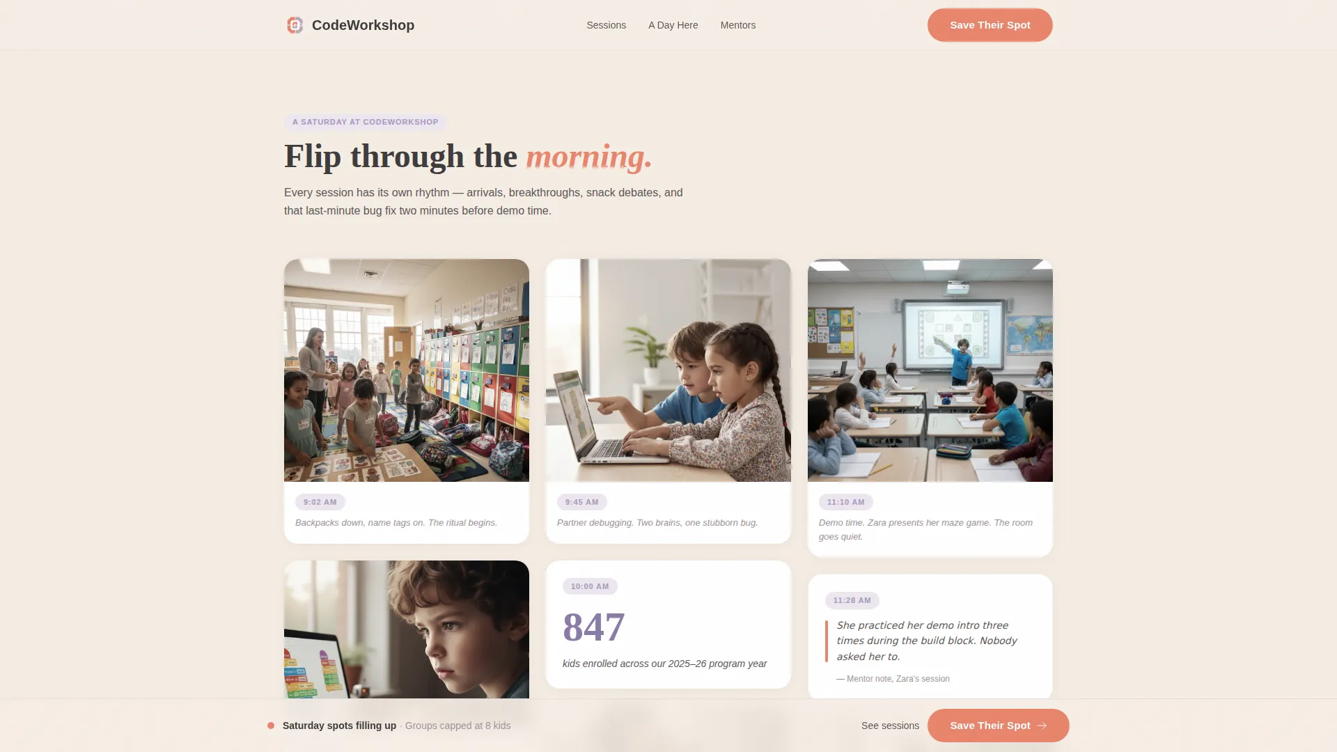 Kids Coding Academy Event Registration Landing Page