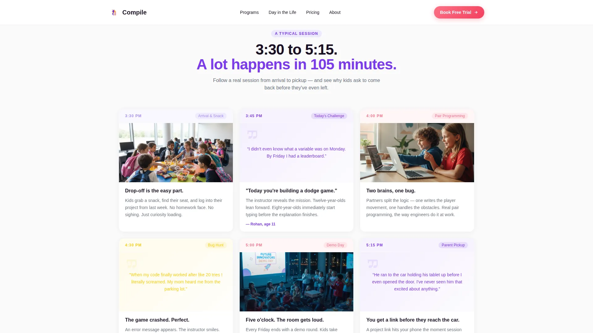 Kids Coding After-School Program Landing Page