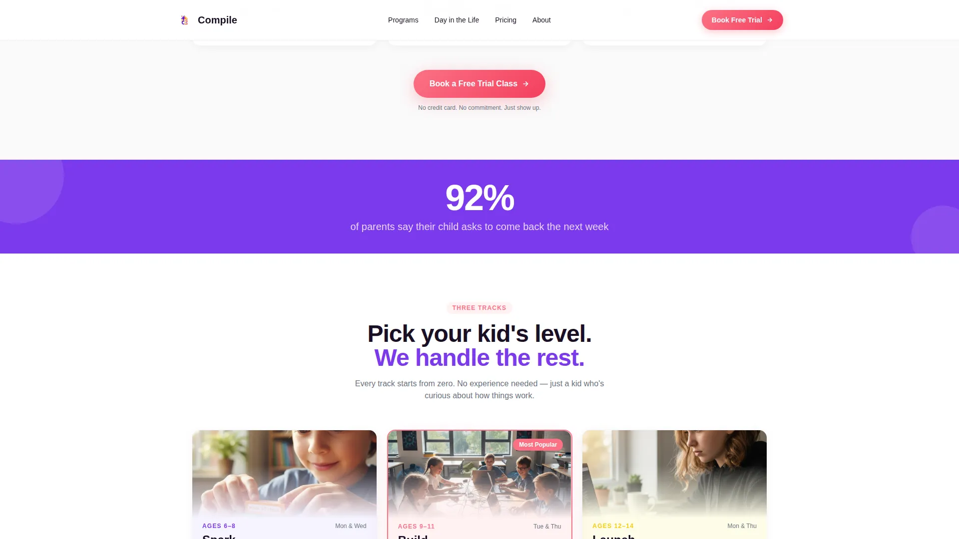 Kids Coding After-School Program Landing Page