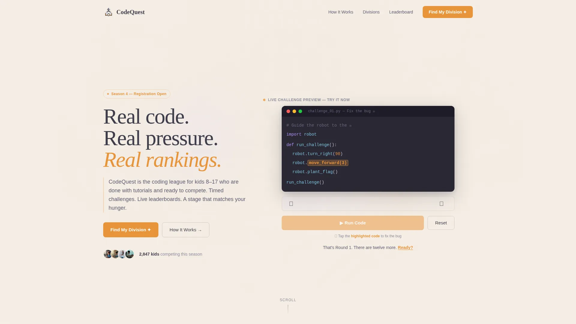 Kids Coding Competition Landing Page Template