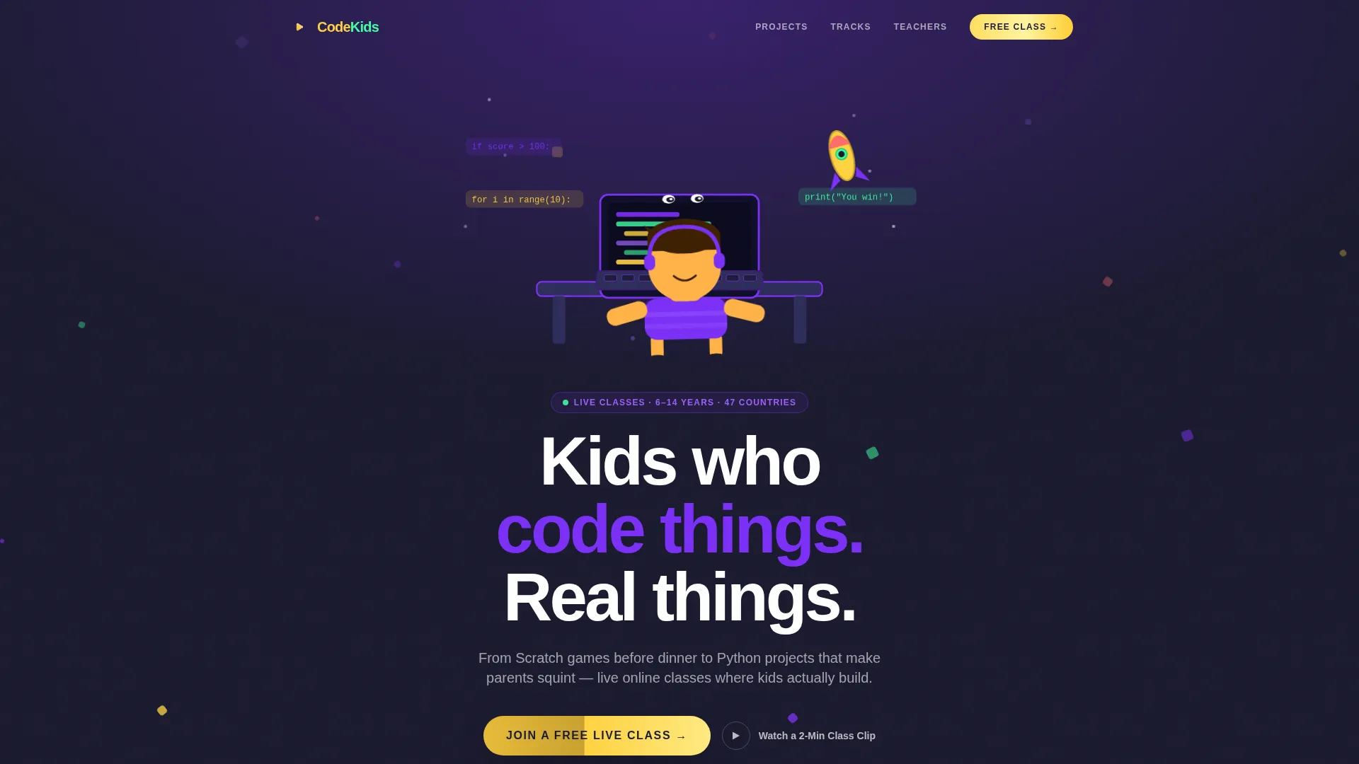Kids Coding & Programming Online Class Landing Page