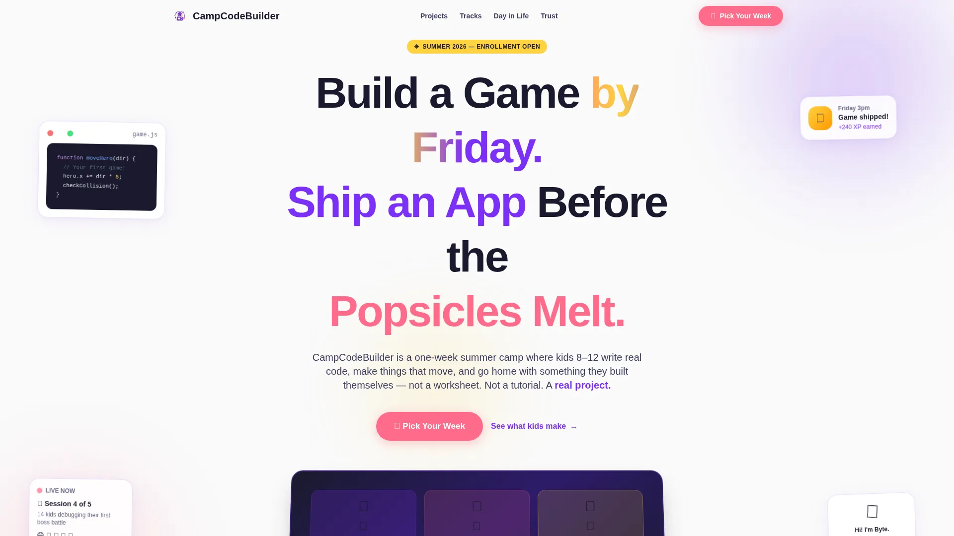 Kids Coding Summer Camp Landing Page Template