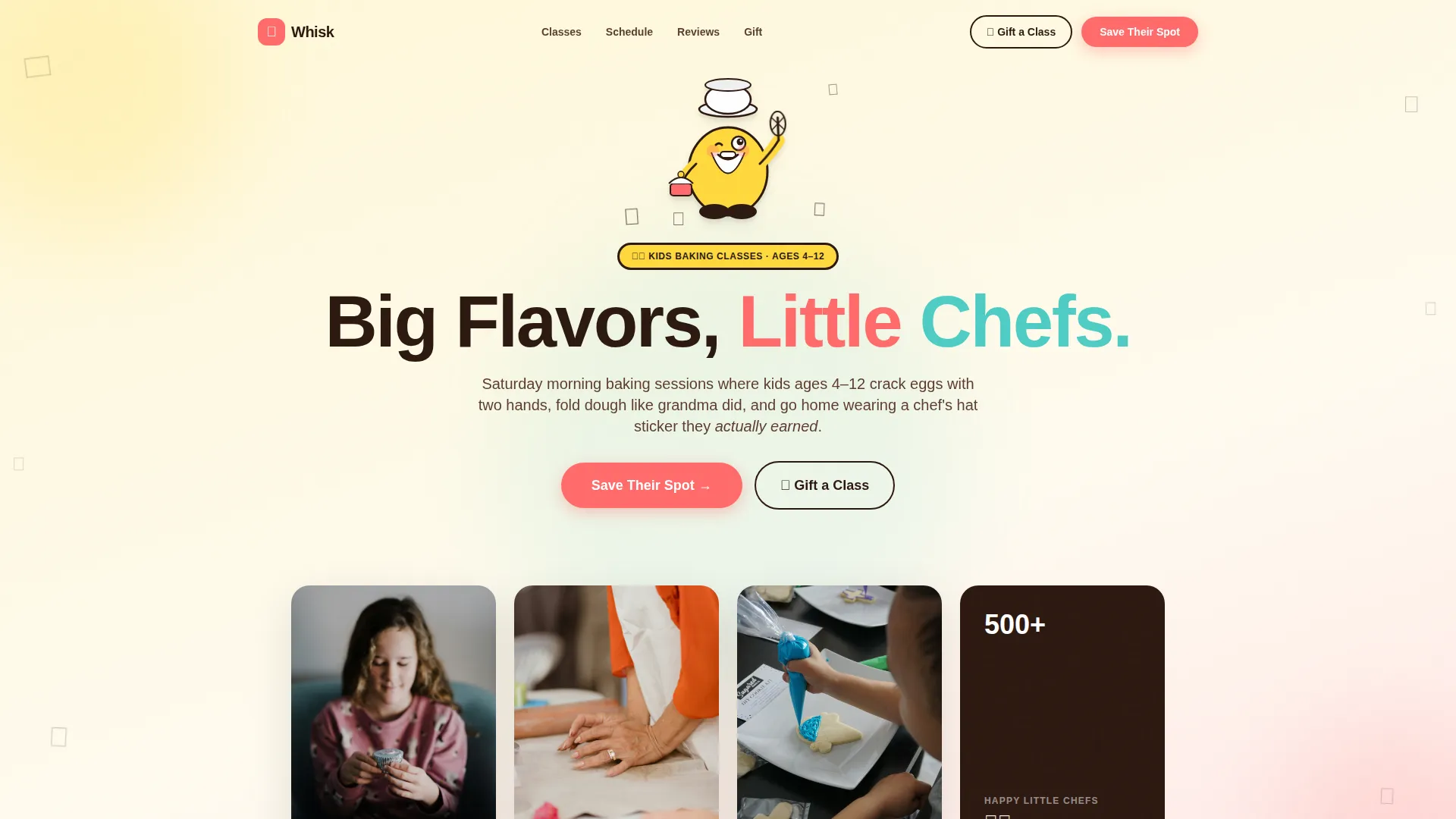 Kids Cooking Class Landing Page Template