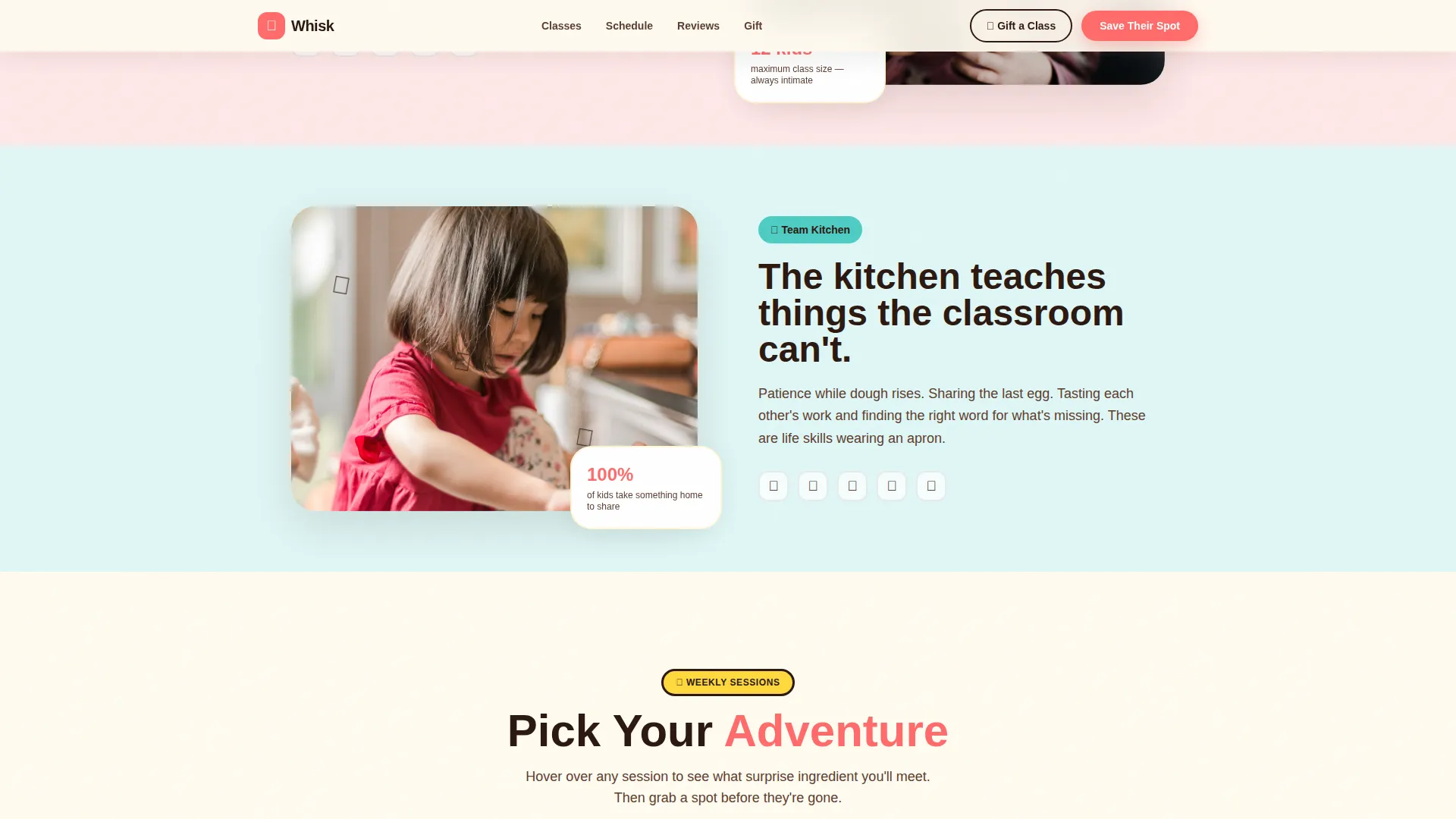Kids Cooking Class Landing Page Template